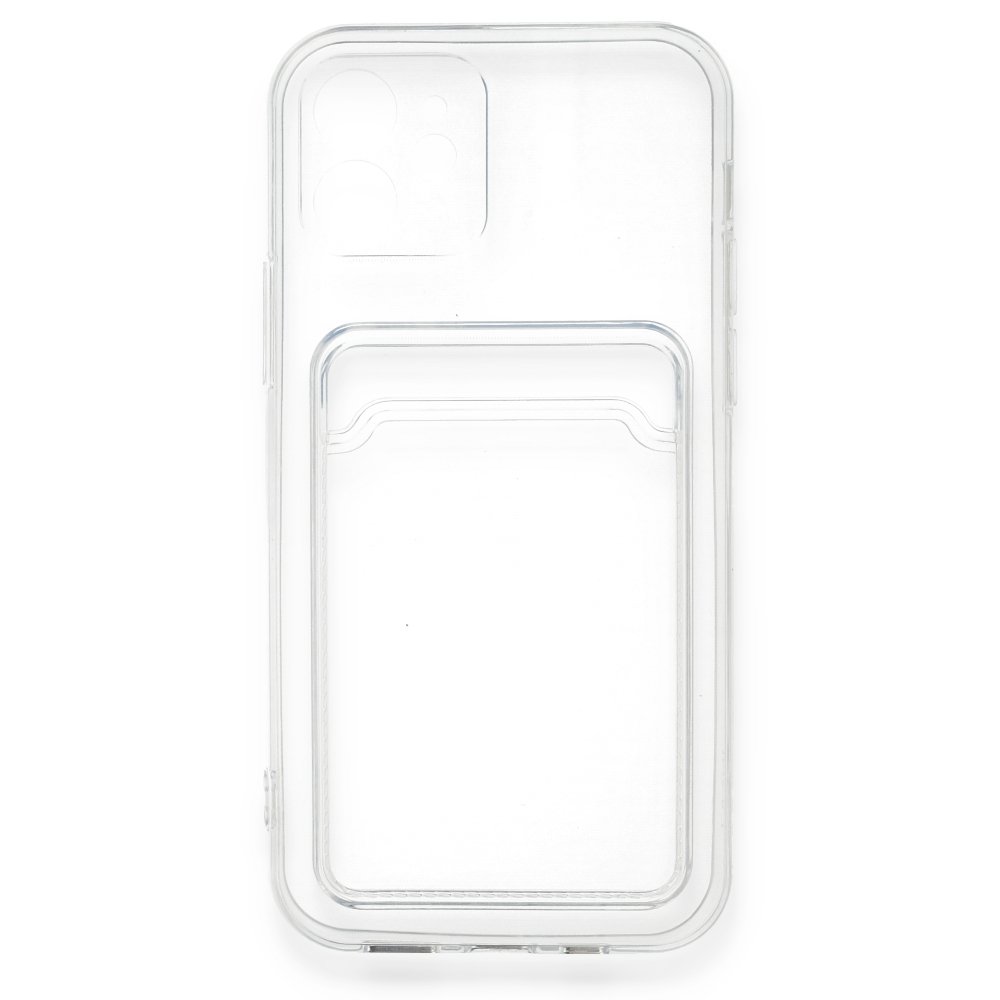  iPhone 12 Kılıf Kart Şeffaf Silikon - Şeffaf
