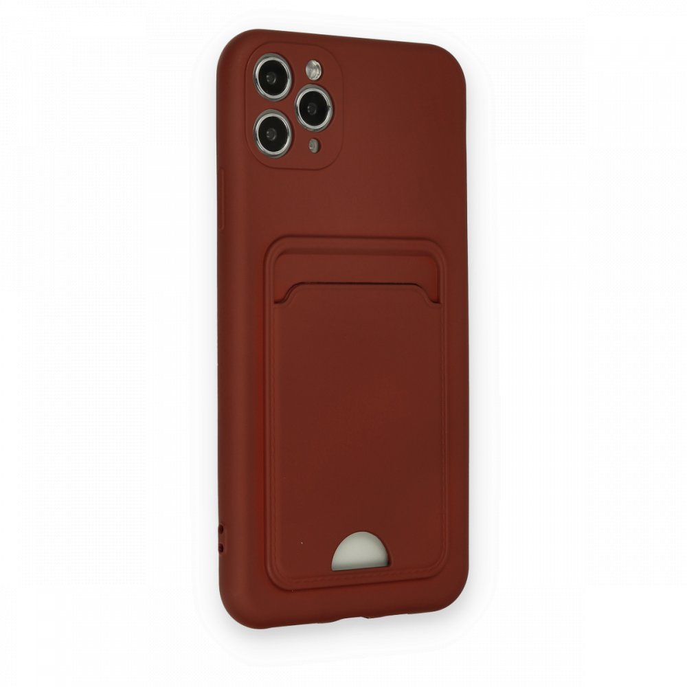  iPhone 11 Pro Max Kılıf Kelvin Kartvizitli Silikon - Bordo