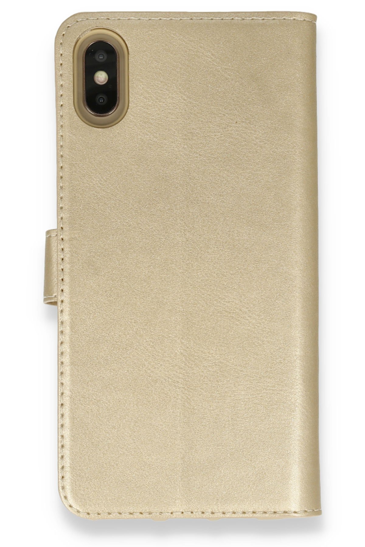  iPhone XS Kılıf Trend S Plus Kapaklı Kılıf - Gold
