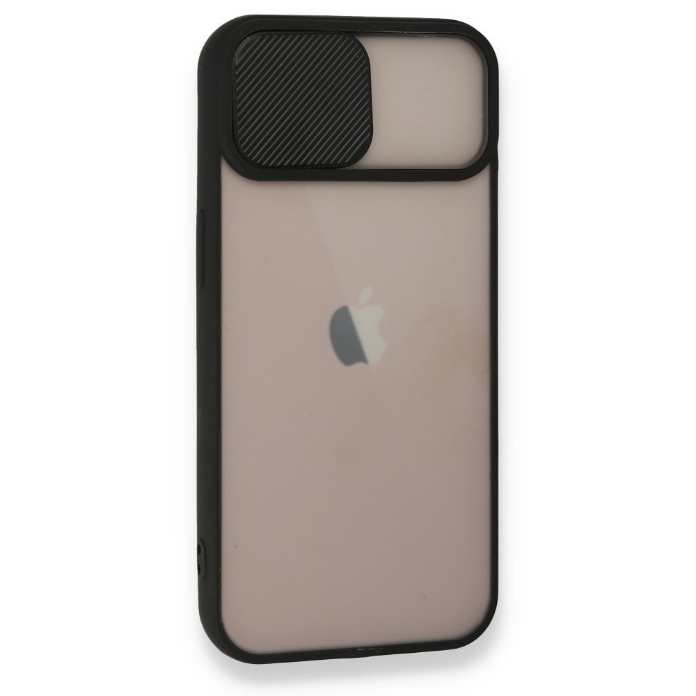  iPhone 13 Kılıf Palm Buzlu Kamera Sürgülü Silikon - Siyah