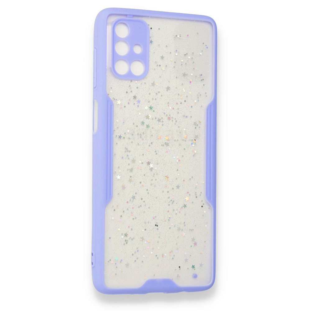  Samsung Galaxy M51 Kılıf Platin Simli Silikon - Lila
