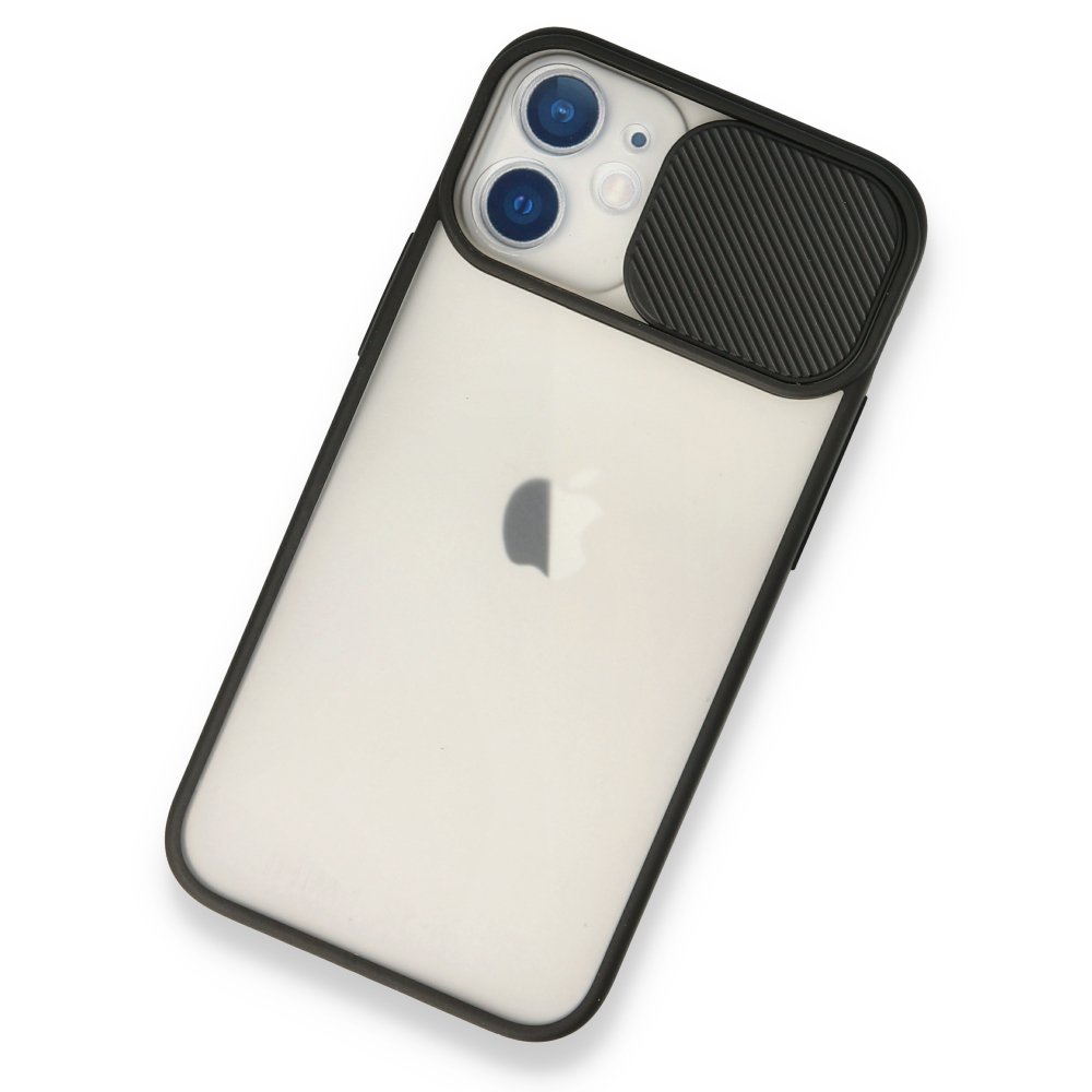  iPhone 12 Mini Kılıf Palm Buzlu Kamera Sürgülü Silikon - Siyah
