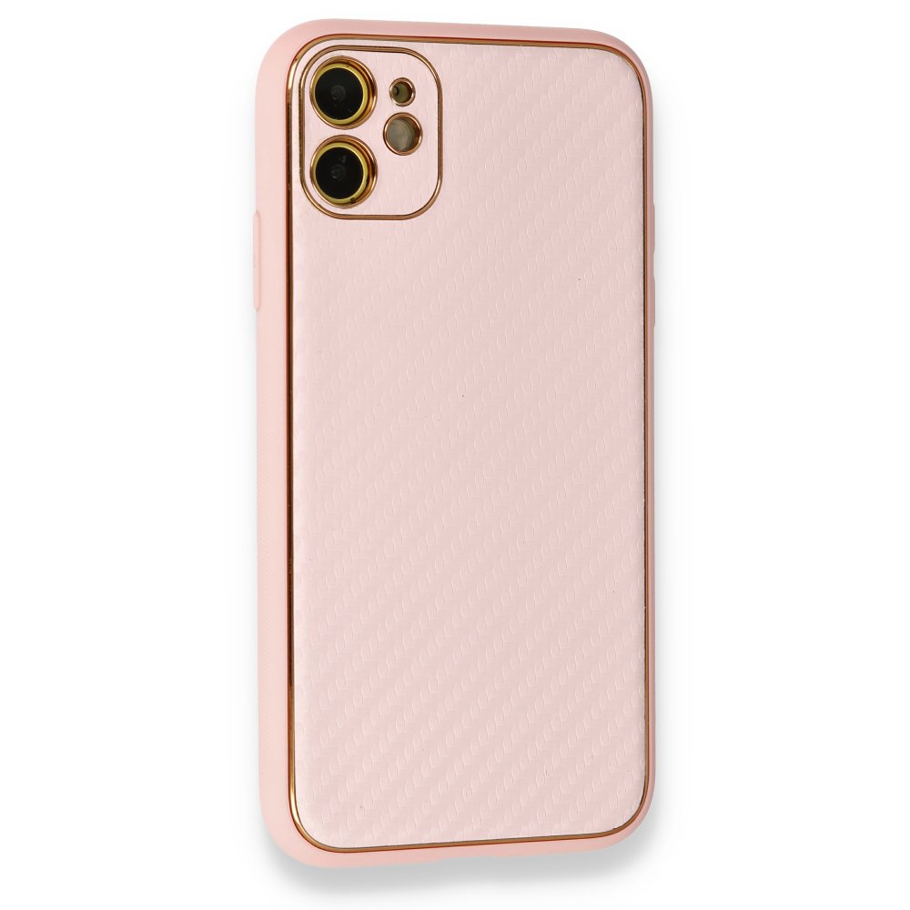 iPhone 12 Kılıf Coco Karbon Silikon - Pembe iPhone 12 Kılıf Coco Karbon Silikon - Pembe