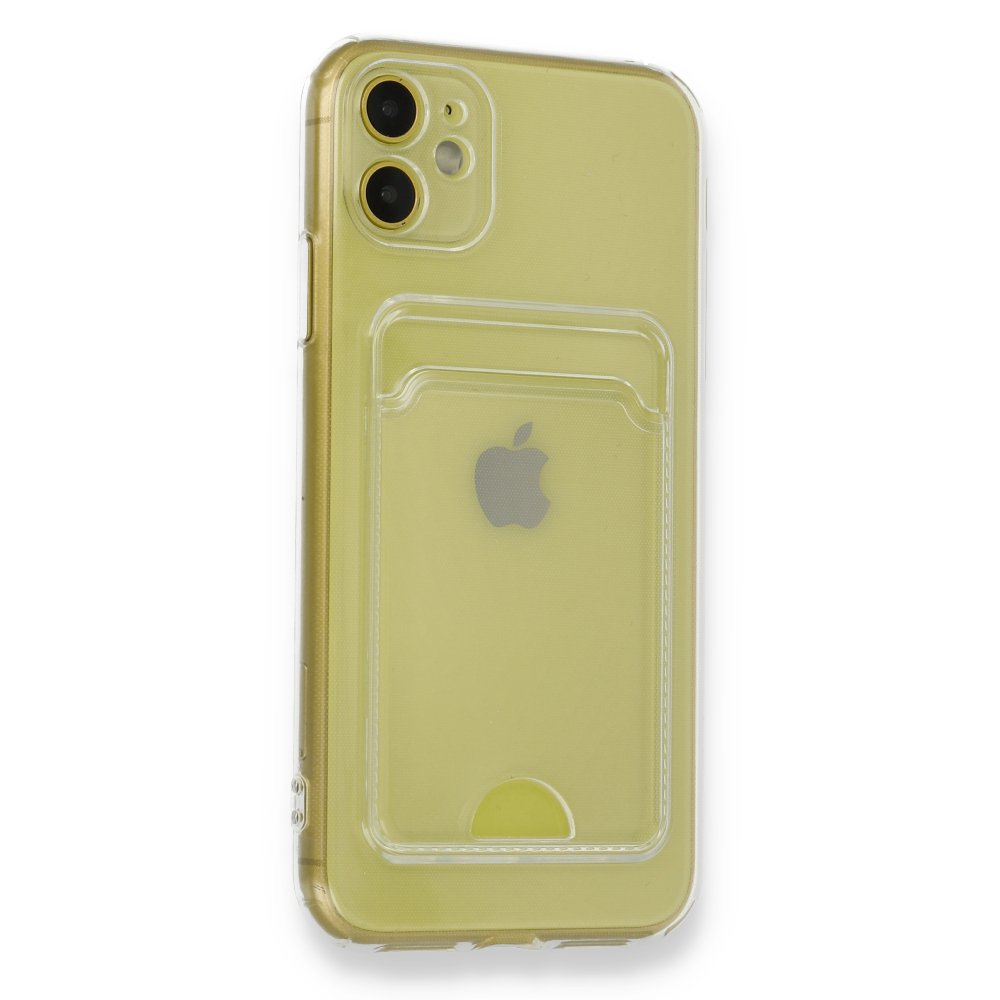  iPhone 11 Kılıf Kart Şeffaf Silikon - Şeffaf
