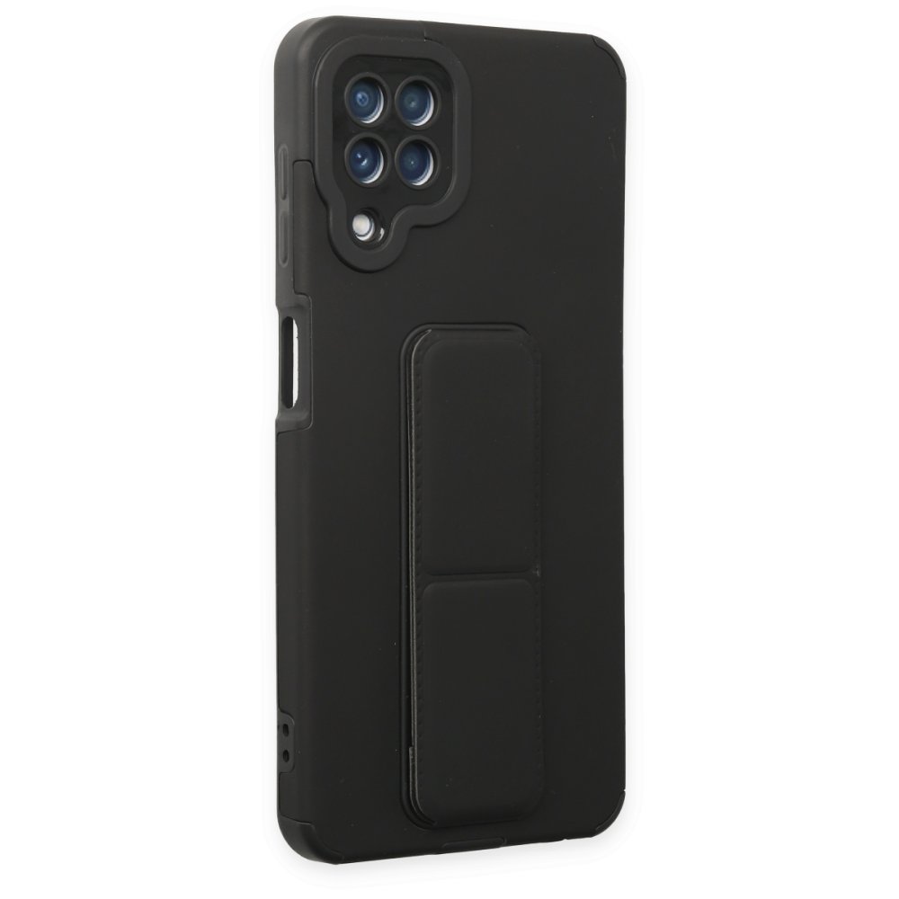  Samsung Galaxy M22 Kılıf Mega Standlı Silikon - Siyah