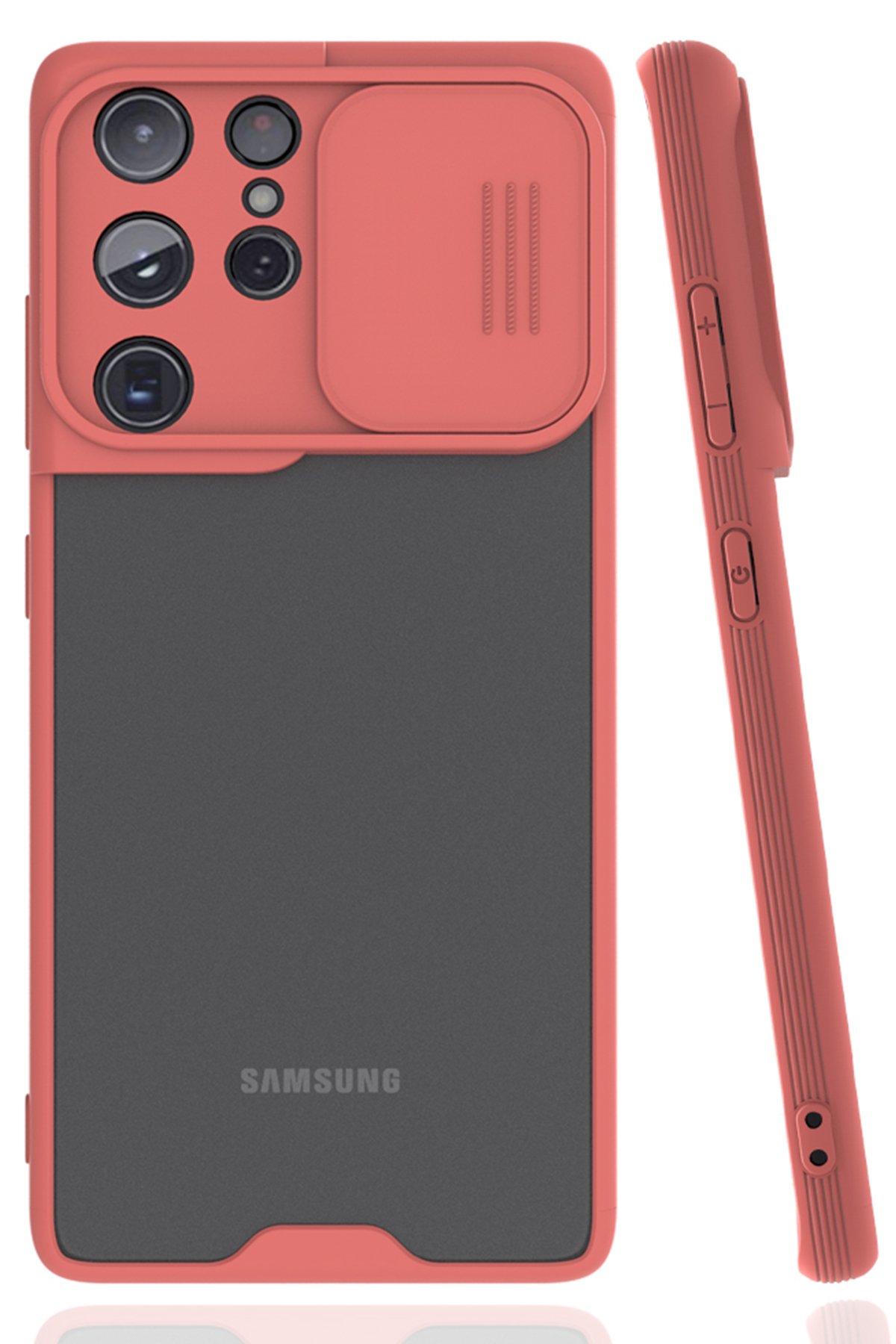  Samsung Galaxy S21 Ultra Kılıf Platin Kamera Koruma Silikon - Pembe