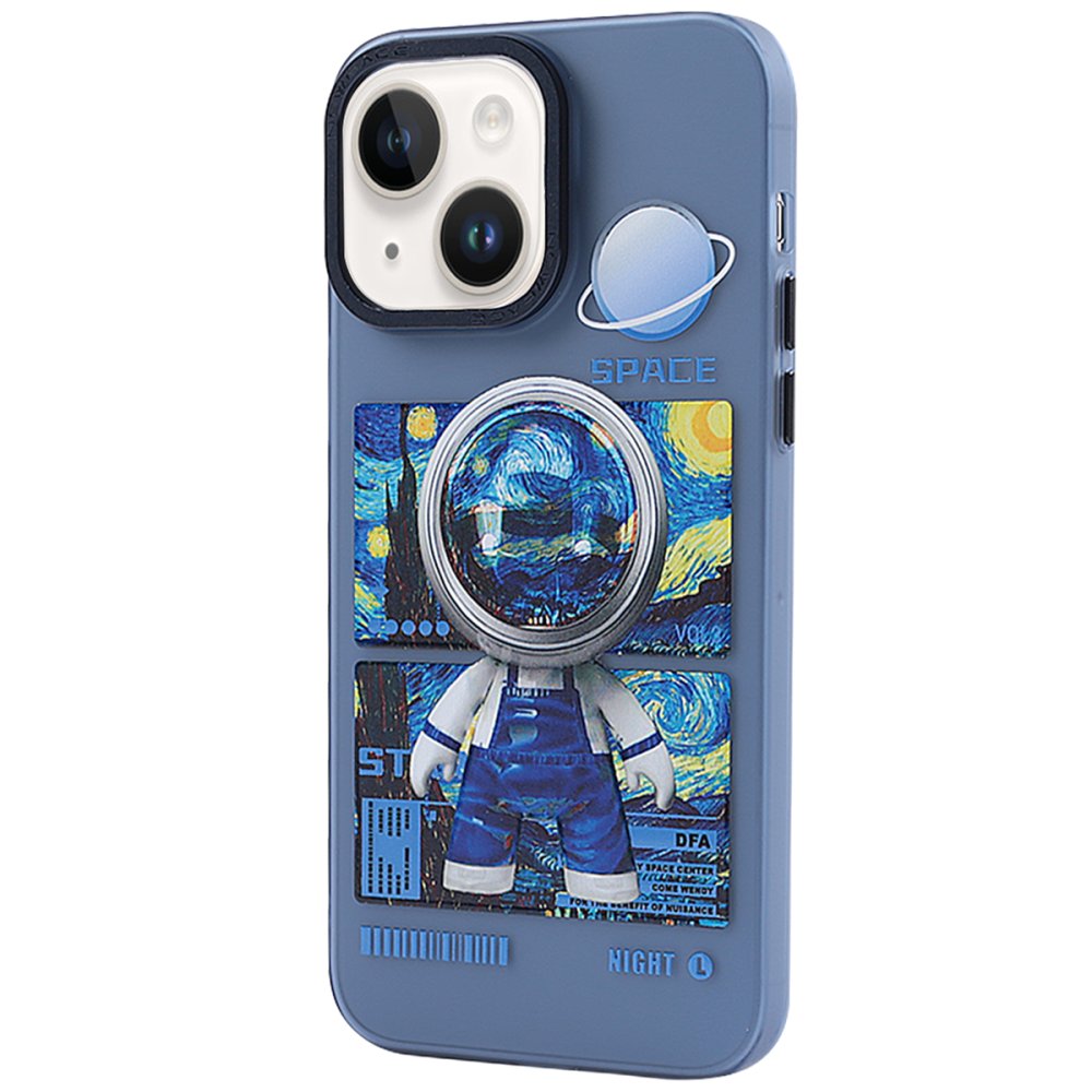  iPhone 14 Kılıf Prada Desenli Kapak - Prada Mavi - 1