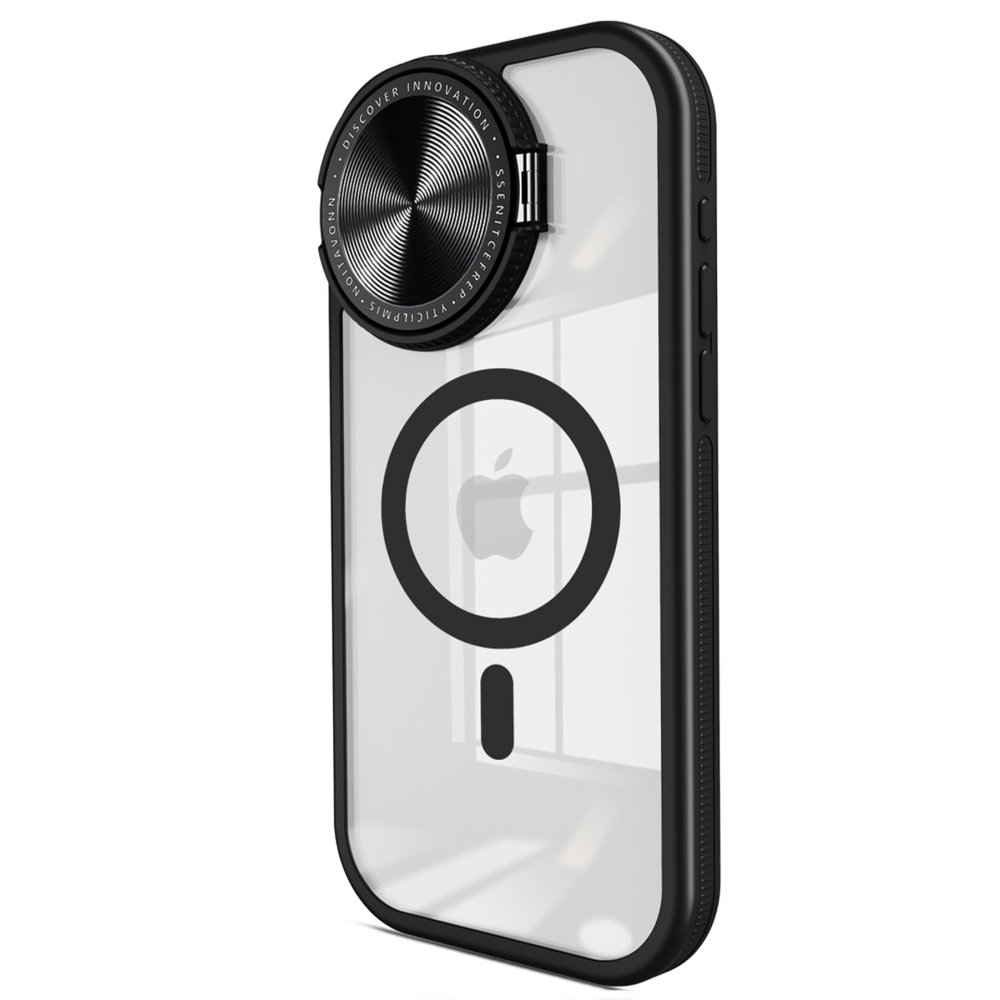  iPhone 14 Kılıf Teleskop Lens Magsafe Silikon Kapak - Siyah