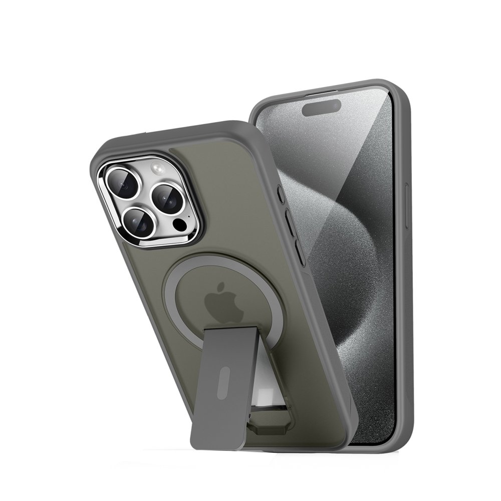  iPhone 15 Pro Tork Magsafe Standlı Kapak - Titan Gri