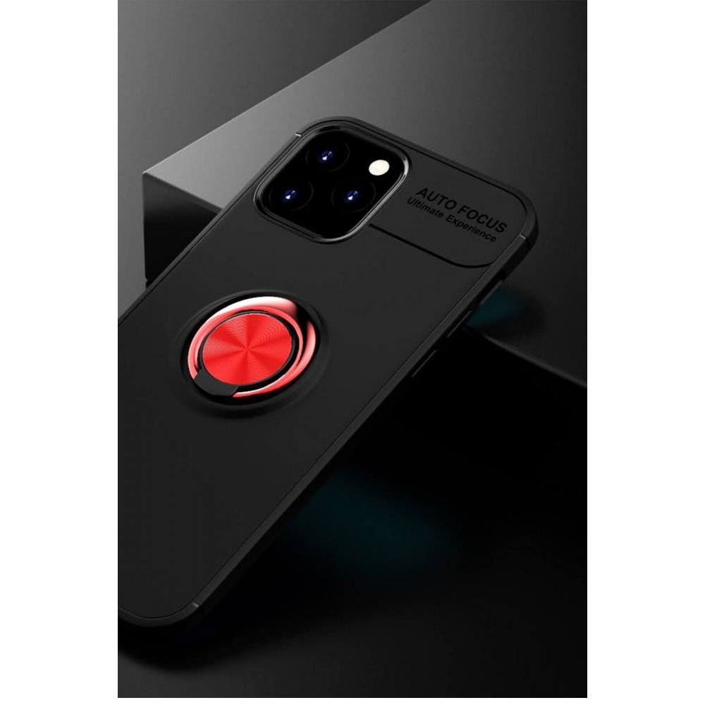 iPhone 12 Kılıf Range Yüzüklü Silikon - Siyah-Kırmızı iPhone 12 Kılıf Range Yüzüklü Silikon - Siyah-Kırmızı