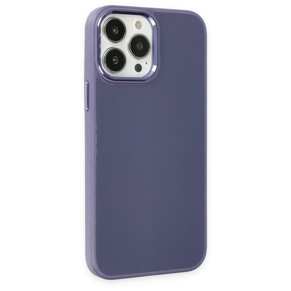  iPhone 13 Pro Kılıf Asya Deri Silikon - Mor