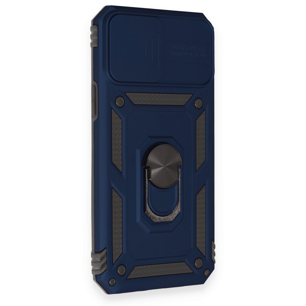  iPhone 12 Pro Max Kılıf Pars Lens Yüzüklü Silikon - Lacivert