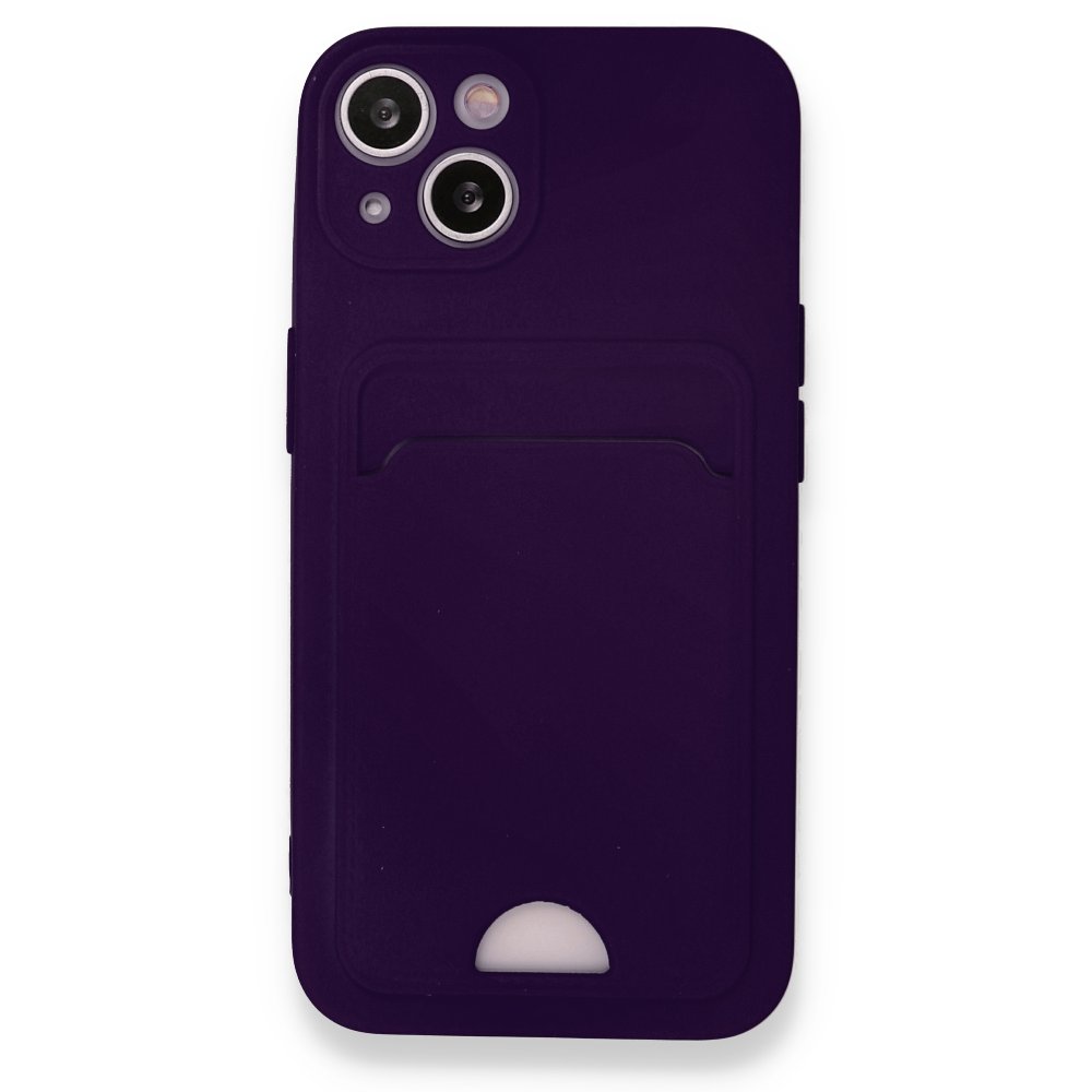  iPhone 13 Kılıf Kelvin Kartvizitli Silikon - Derin Mor