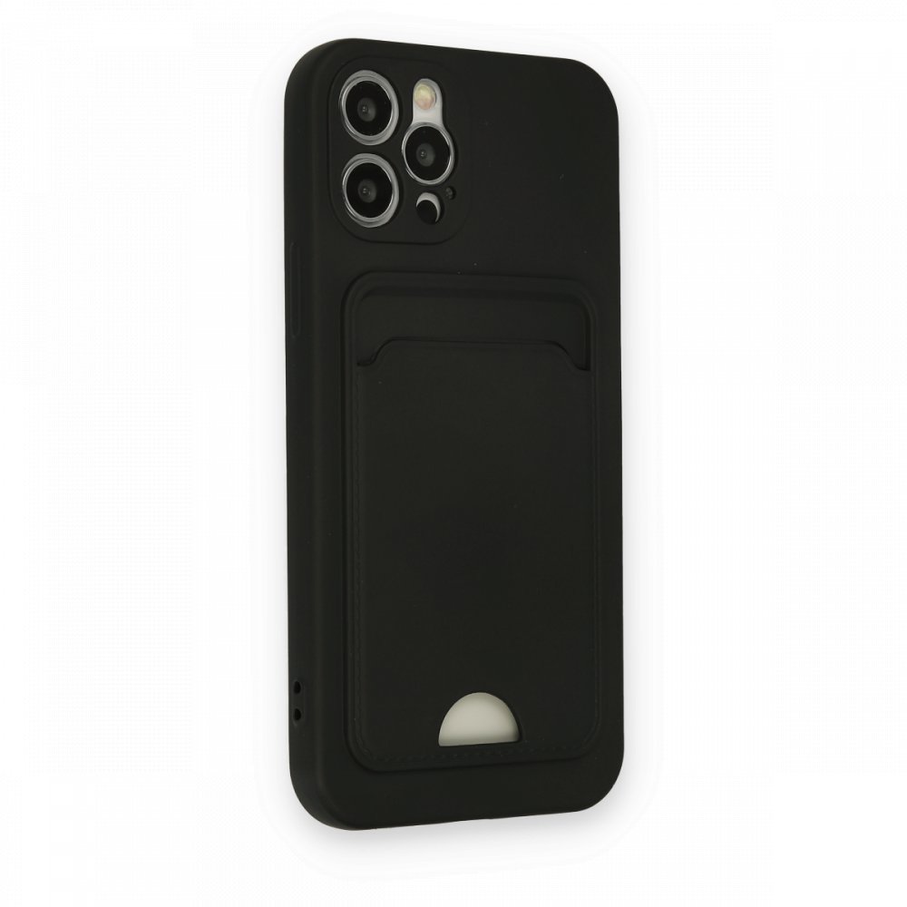  iPhone 12 Pro Kılıf Kelvin Kartvizitli Silikon - Siyah