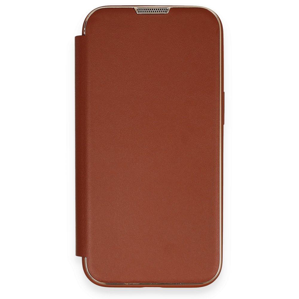 iPhone 13 Pro Kılıf Dolpin Kapaklı - Kahverengi iPhone 13 Pro Kılıf Dolpin Kapaklı - Kahverengi