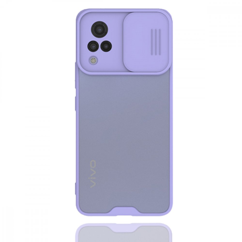  Vivo V21 Kılıf Platin Kamera Koruma Silikon - Lila