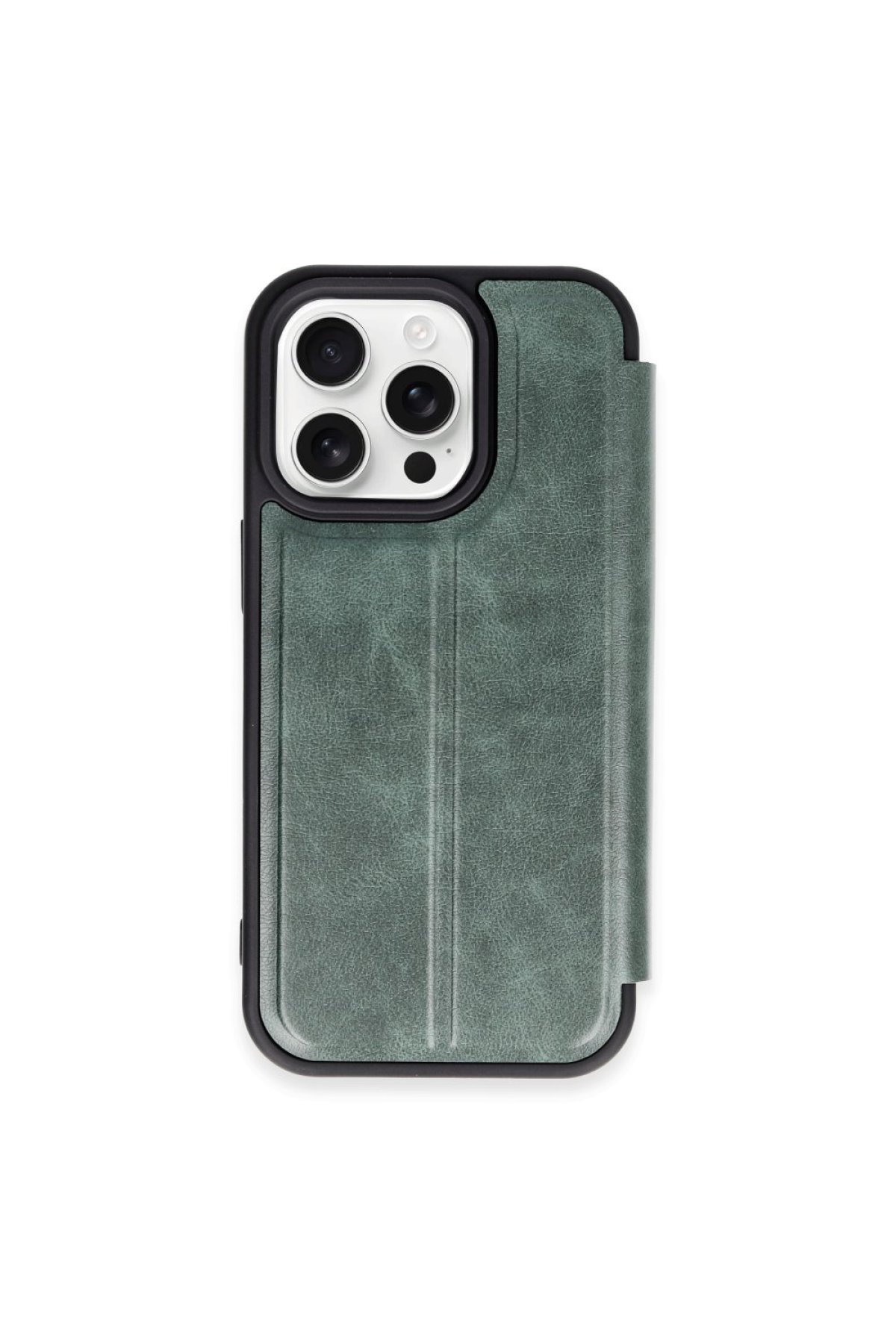  iPhone 15 Pro Max Kılıf Flip Cover - Koyu Yeşil
