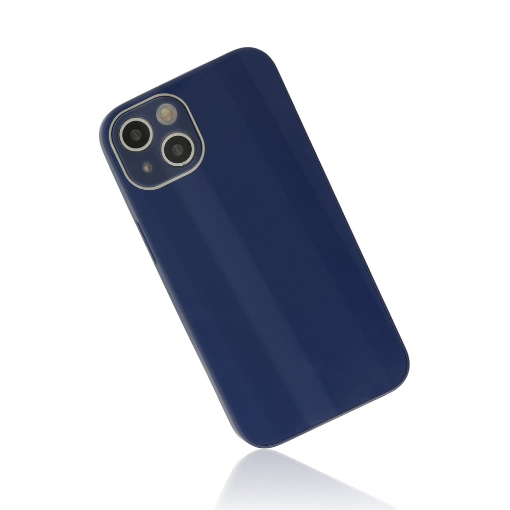  iPhone 14 Kılıf Glass Kapak - Lacivert