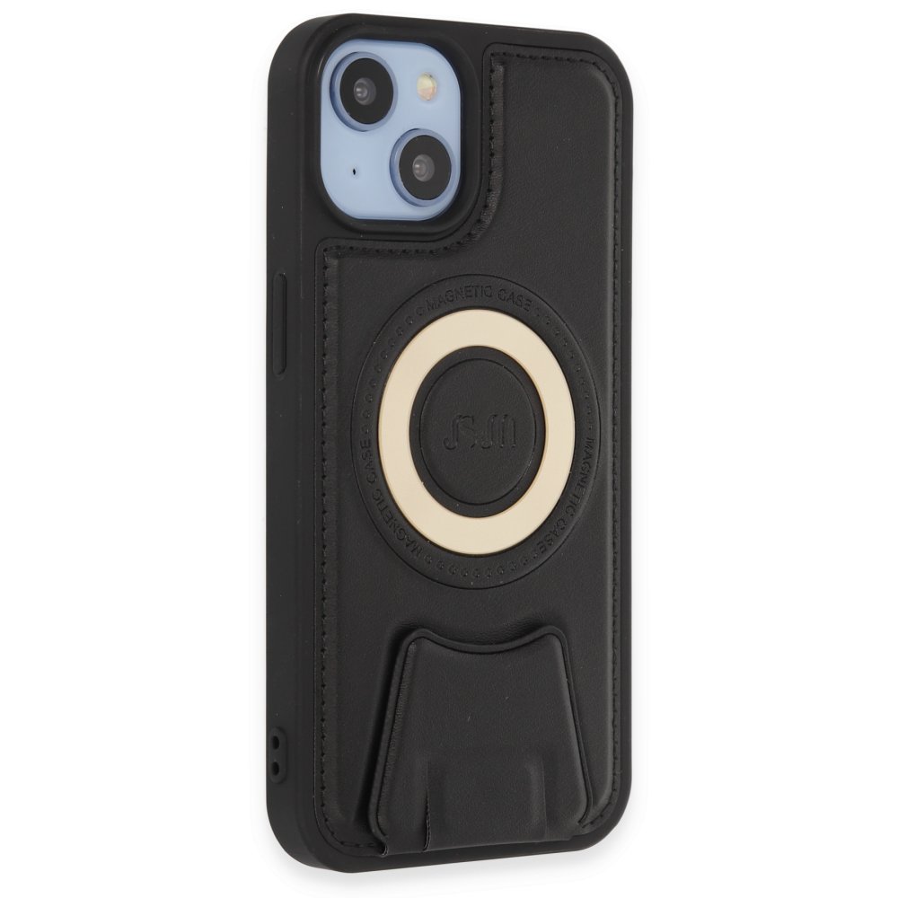  iPhone 14 Kılıf Merkür Magneticsafe Standlı Kapak - Siyah
