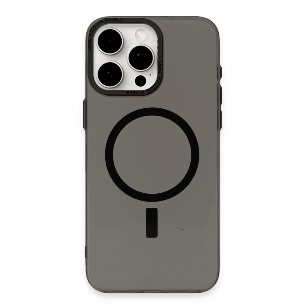  iPhone 15 Pro Max Kılıf Anka PC Magneticsafe Sert Metal Kapak - Siyah