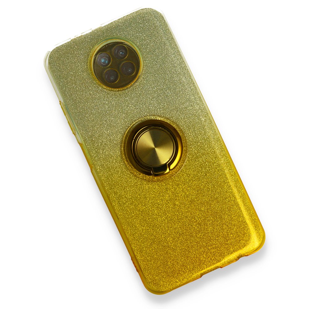 Redmi Note 9 5G Kılıf Simli Yüzüklü Silikon - Sarı Redmi Note 9 5G Kılıf Simli Yüzüklü Silikon - Sarı