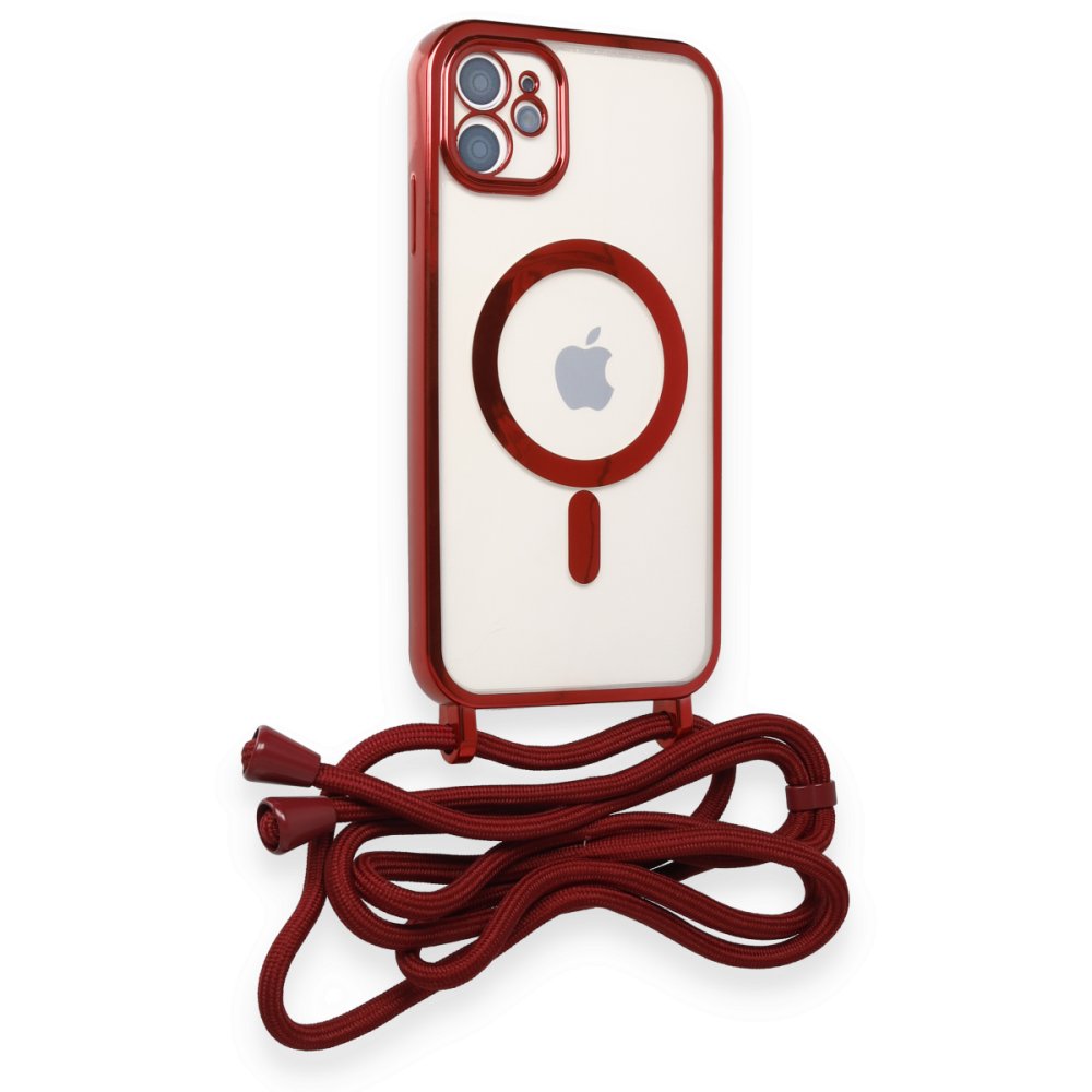 iPhone 11 Kılıf Divo Lazer Askılı Magsafe Kapak - Kırmızı iPhone 11 Kılıf Divo Lazer Askılı Magsafe Kapak - Kırmızı