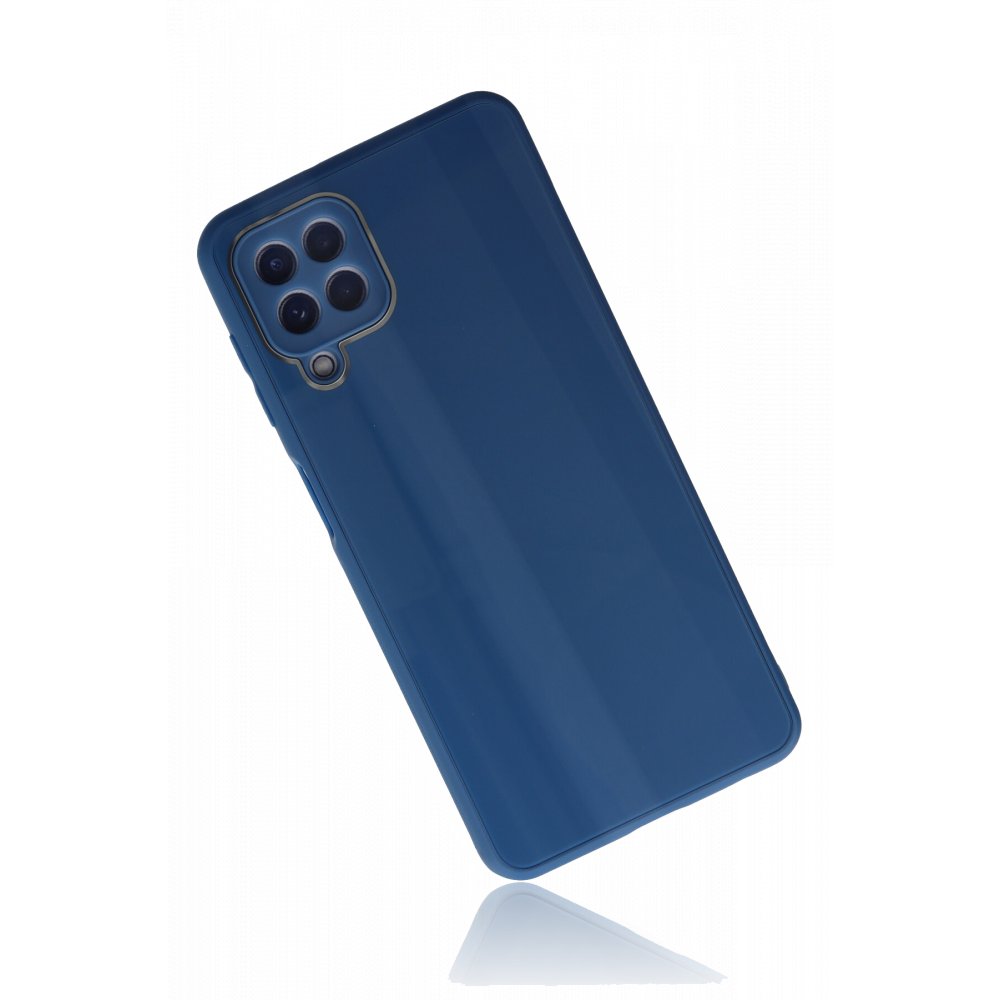  Samsung Galaxy M32 Kılıf Glass Kapak - Mavi