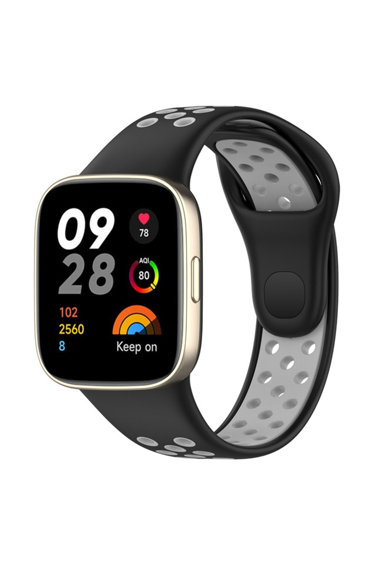 Redmi Watch 3 Spor Delikli Kordon - Siyah-Gri Redmi Watch 3 Spor Delikli Kordon - Siyah-Gri