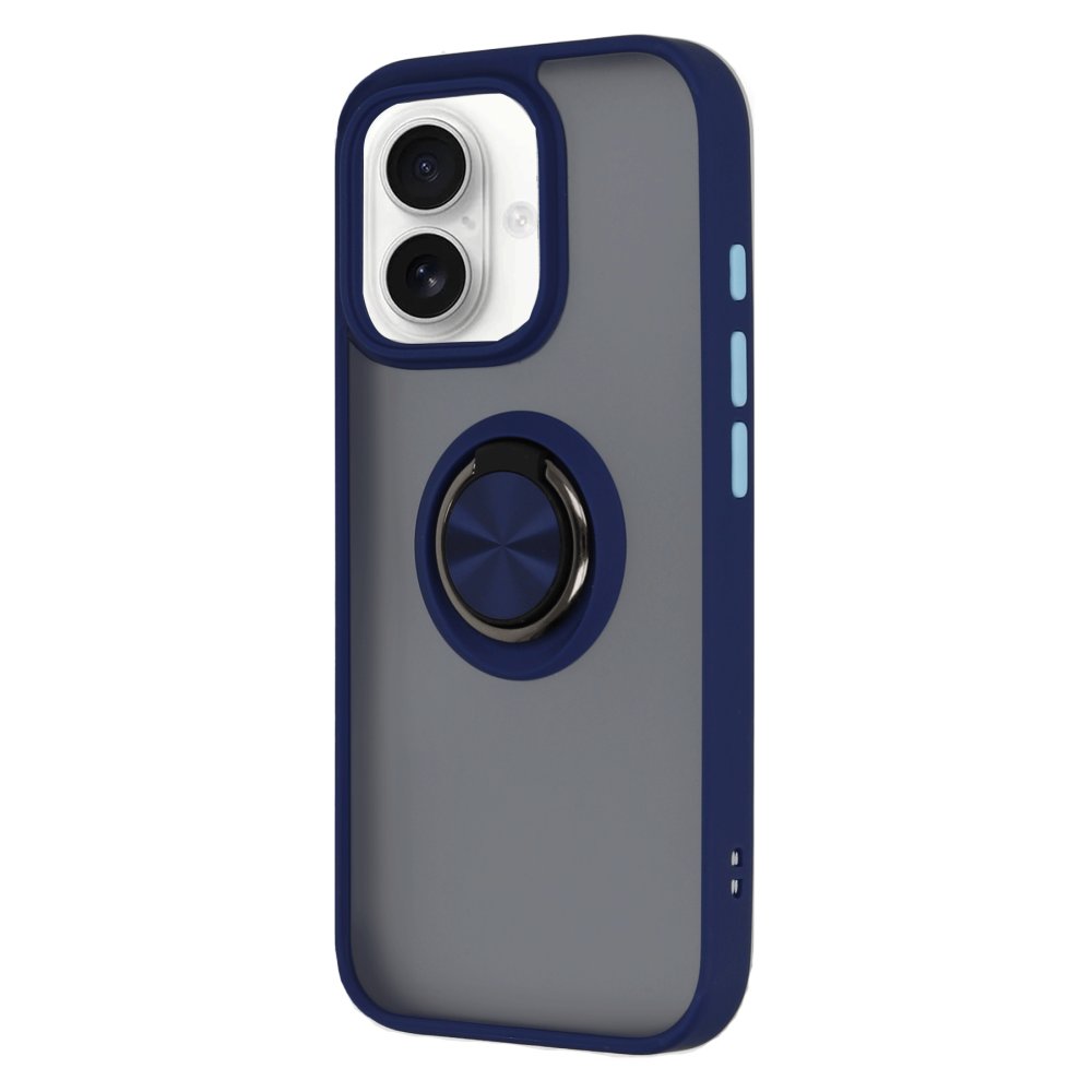 iPhone 16 Kılıf Montreal Yüzüklü Silikon Kapak - Lacivert  iPhone 16 Kılıf Montreal Yüzüklü Silikon Kapak - Lacivert