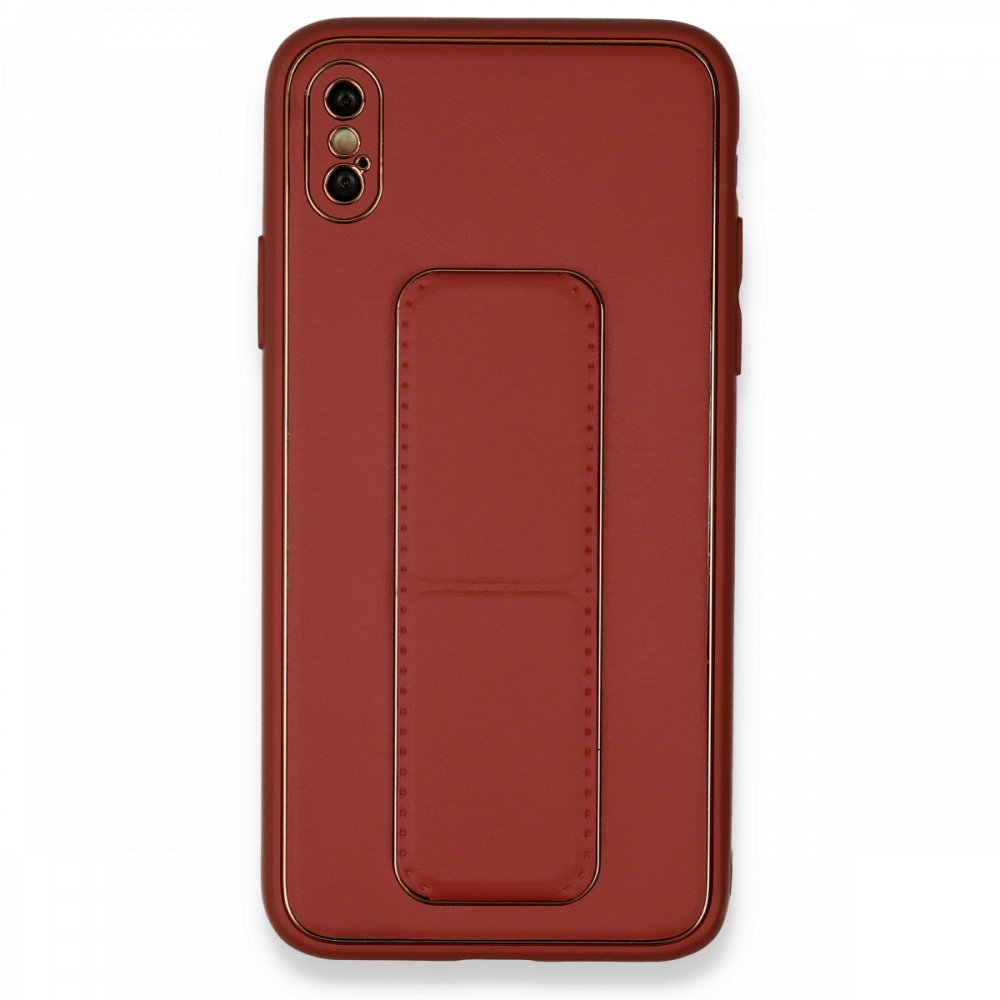 iPhone X Kılıf Coco Deri Standlı Kapak - Fuşya  iPhone X Kılıf Coco Deri Standlı Kapak - Fuşya