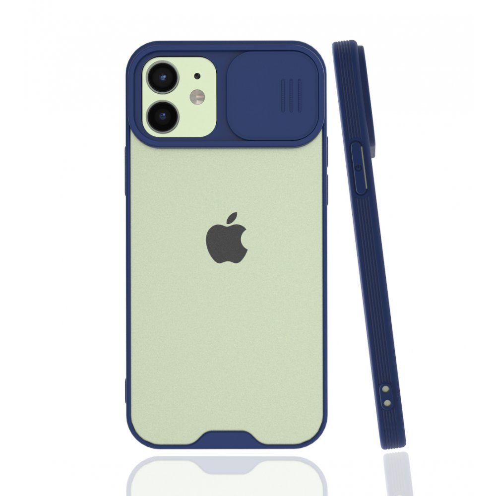  iPhone 12 Kılıf Platin Kamera Koruma Silikon - Lacivert