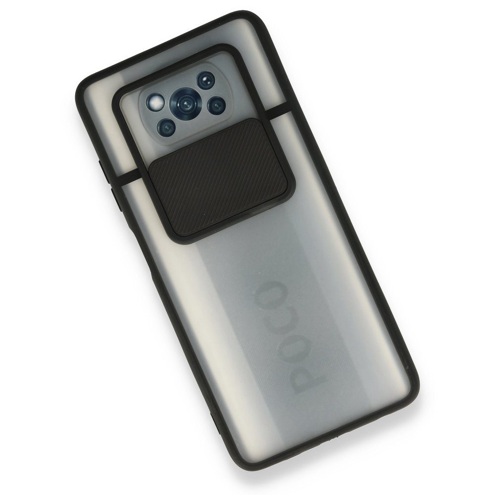 Xiaomi Pocophone X3 Kılıf Palm Buzlu Kamera Sürgülü Silikon - Siyah Xiaomi Pocophone X3 Kılıf Palm Buzlu Kamera Sürgülü Silikon - Siyah