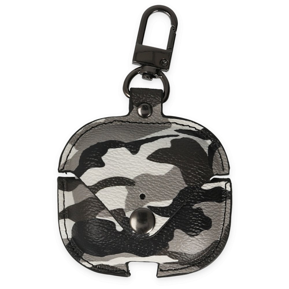  Airpods Pro (1.nesil) Çanta Kamuflaj Deri Kılıf - Gri