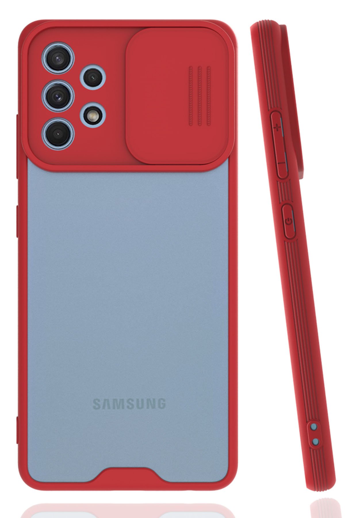  Samsung Galaxy A32 Kılıf Platin Kamera Koruma Silikon - Kırmızı