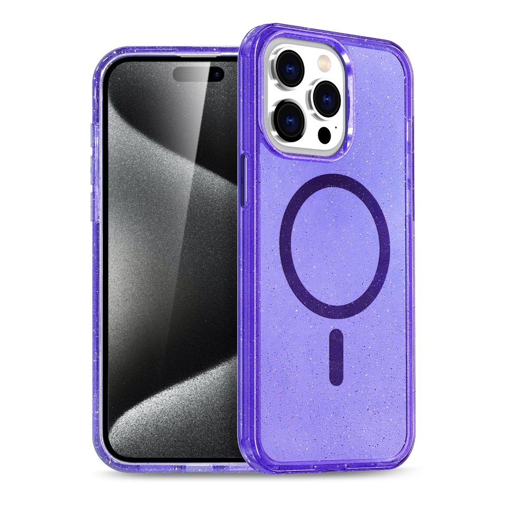 iPhone 15 Pro Kılıf Glow Magsafe Kapak - Mor iPhone 15 Pro Kılıf Glow Magsafe Kapak - Mor