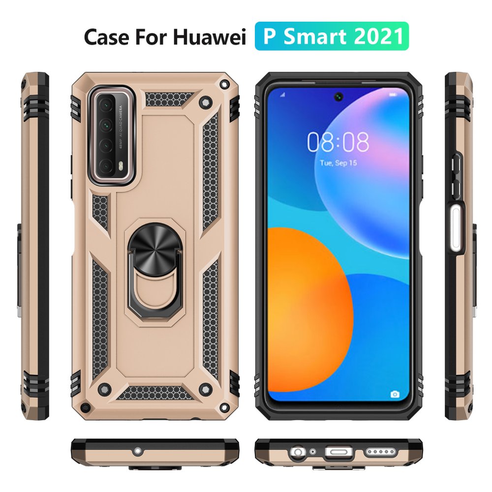 Huawei P Smart 2021 Kılıf Sofya Yüzüklü Silikon Kapak - Gold  Huawei P Smart 2021 Kılıf Sofya Yüzüklü Silikon Kapak - Gold