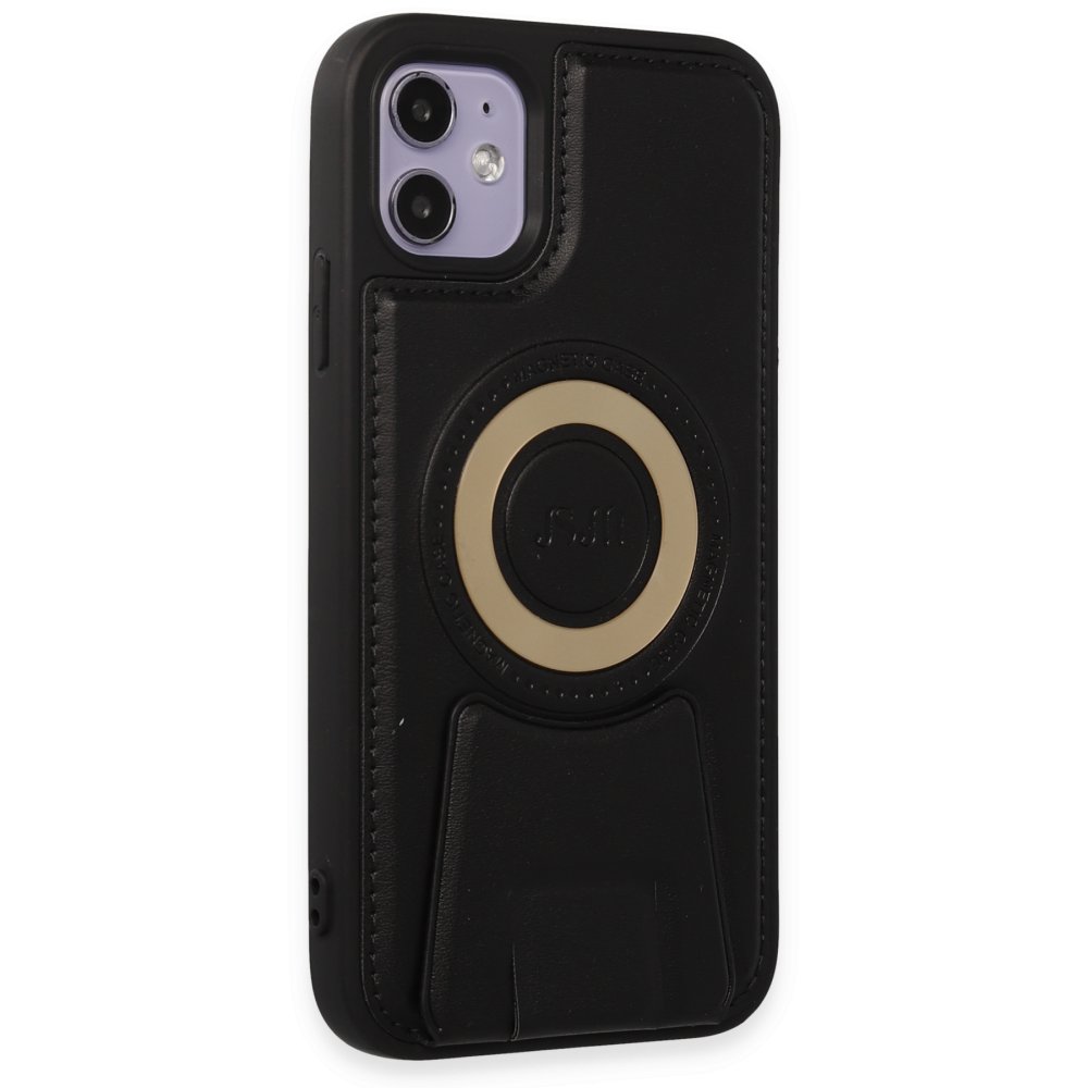  iPhone 11 Kılıf Merkür Magneticsafe Standlı Kapak - Siyah