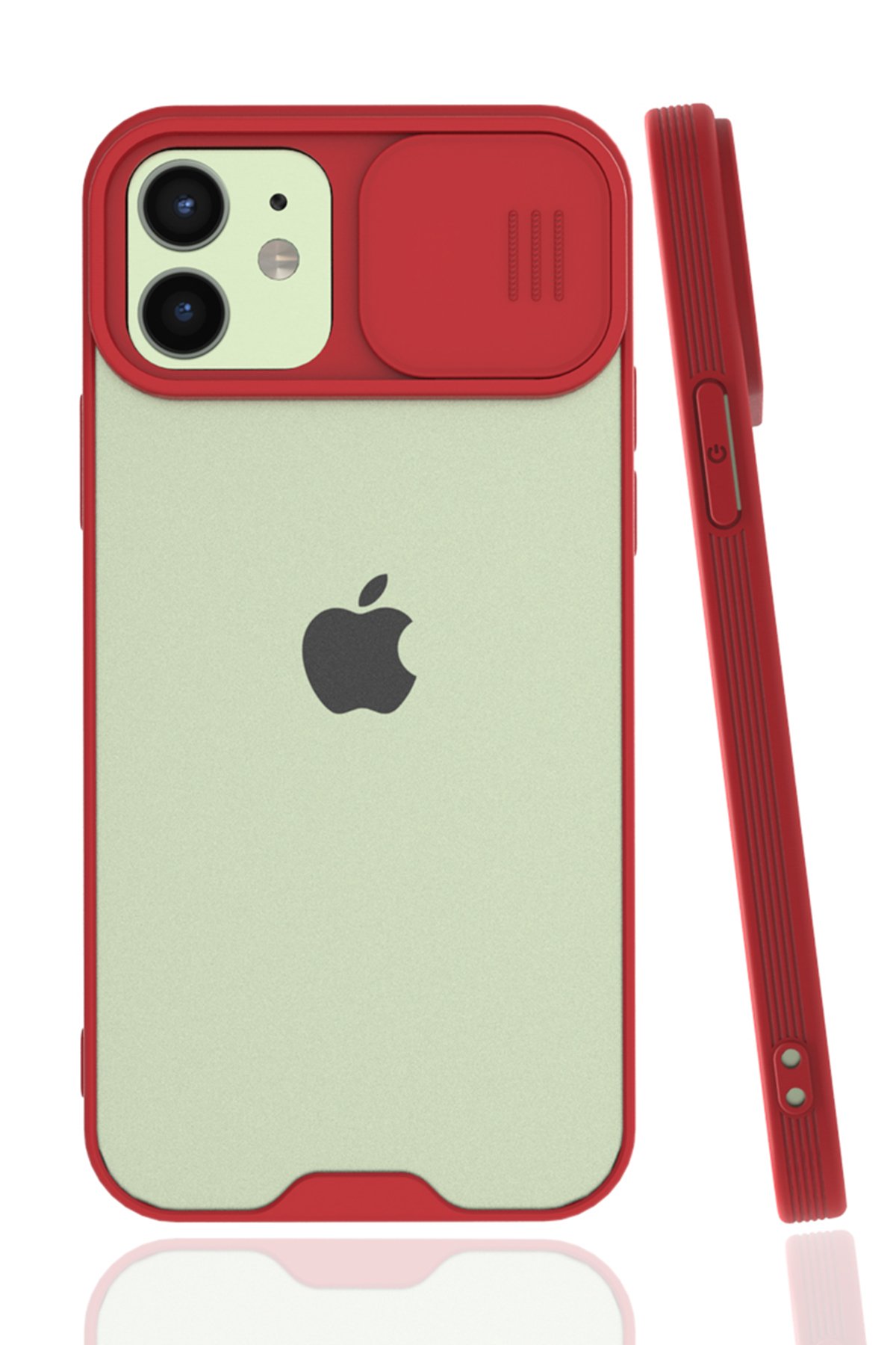 iPhone 12 Kılıf Platin Kamera Koruma Silikon - Kırmızı iPhone 12 Kılıf Platin Kamera Koruma Silikon - Kırmızı