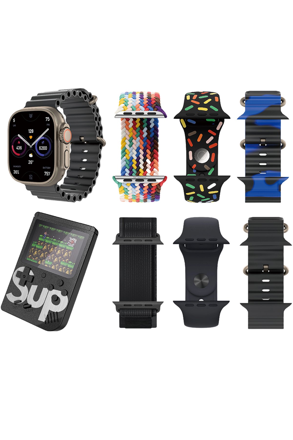 Karler Bass K3 Kombo 7 Adet Kordon ve Ekstra Atari Hediyeli Akıllı Saat - Siyah