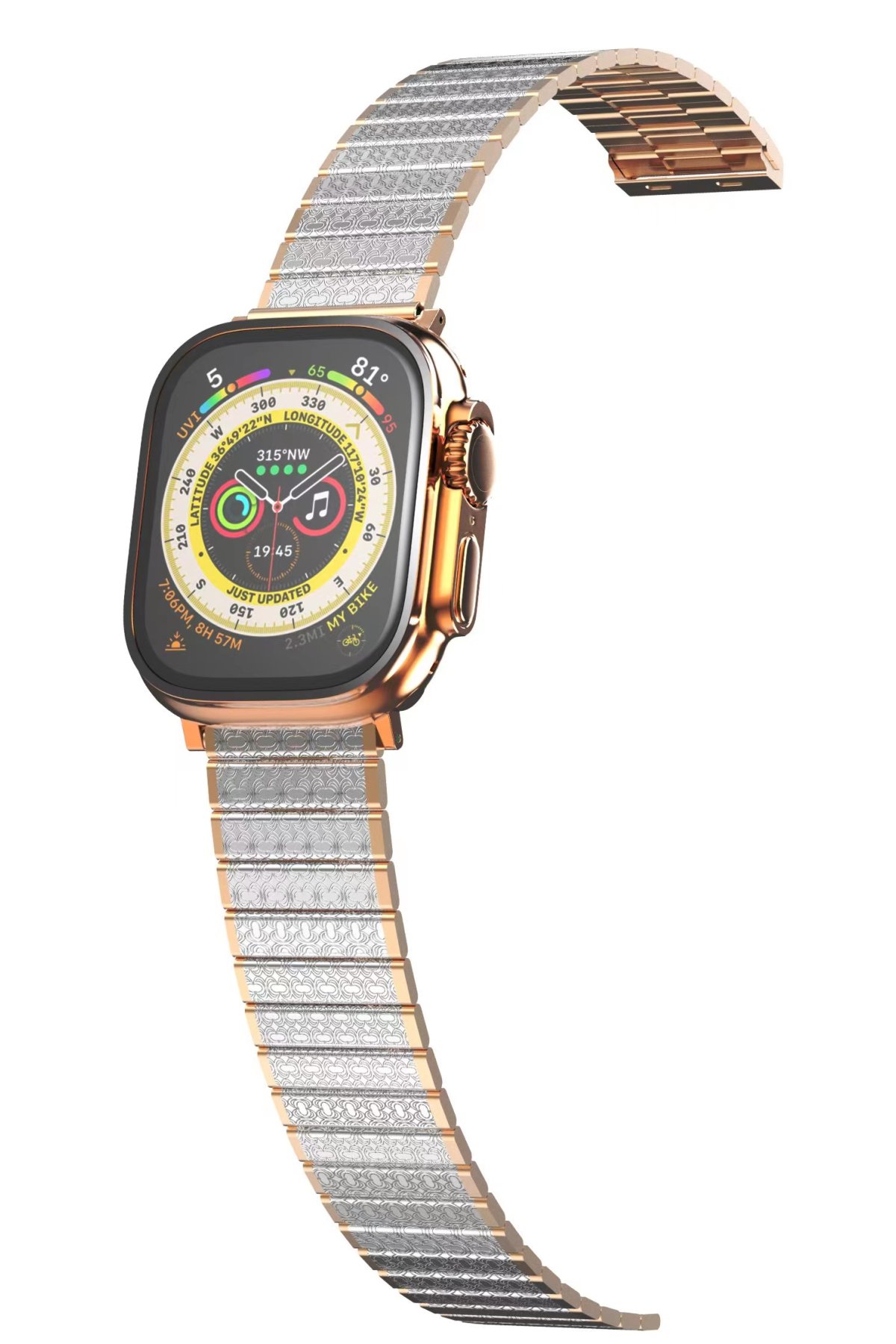  Apple Watch Ultra 49mm Made Metal Kordon - Gümüş-Rose Gold