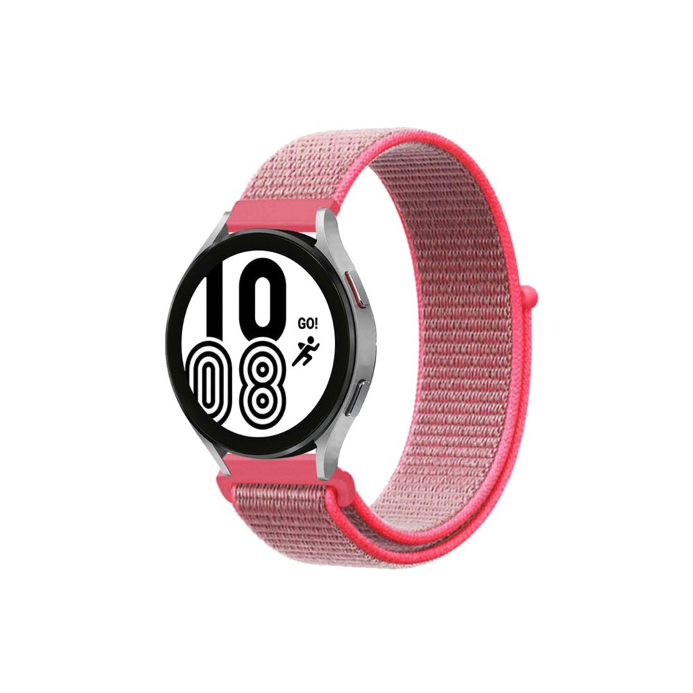  Samsung Galaxy Watch 5 Hasırlı Cırtcırtlı Kordon - Pembe