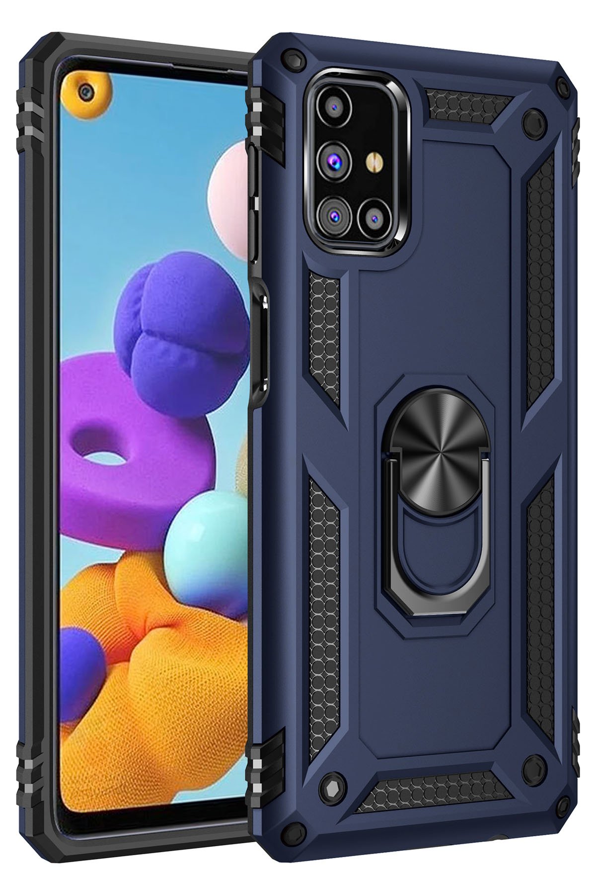  Samsung Galaxy M51 Kılıf Sofya Yüzüklü Silikon Kapak - Lacivert