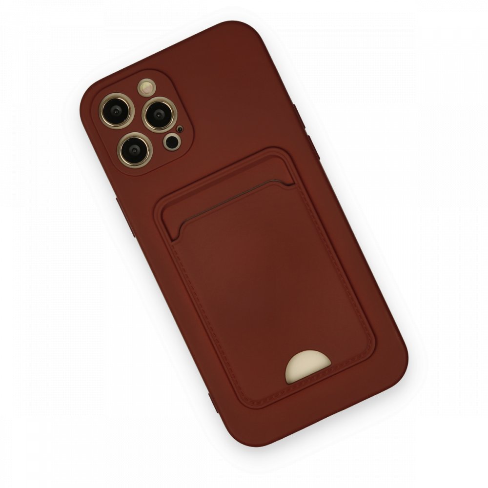  iPhone 12 Pro Max Kılıf Kelvin Kartvizitli Silikon - Bordo