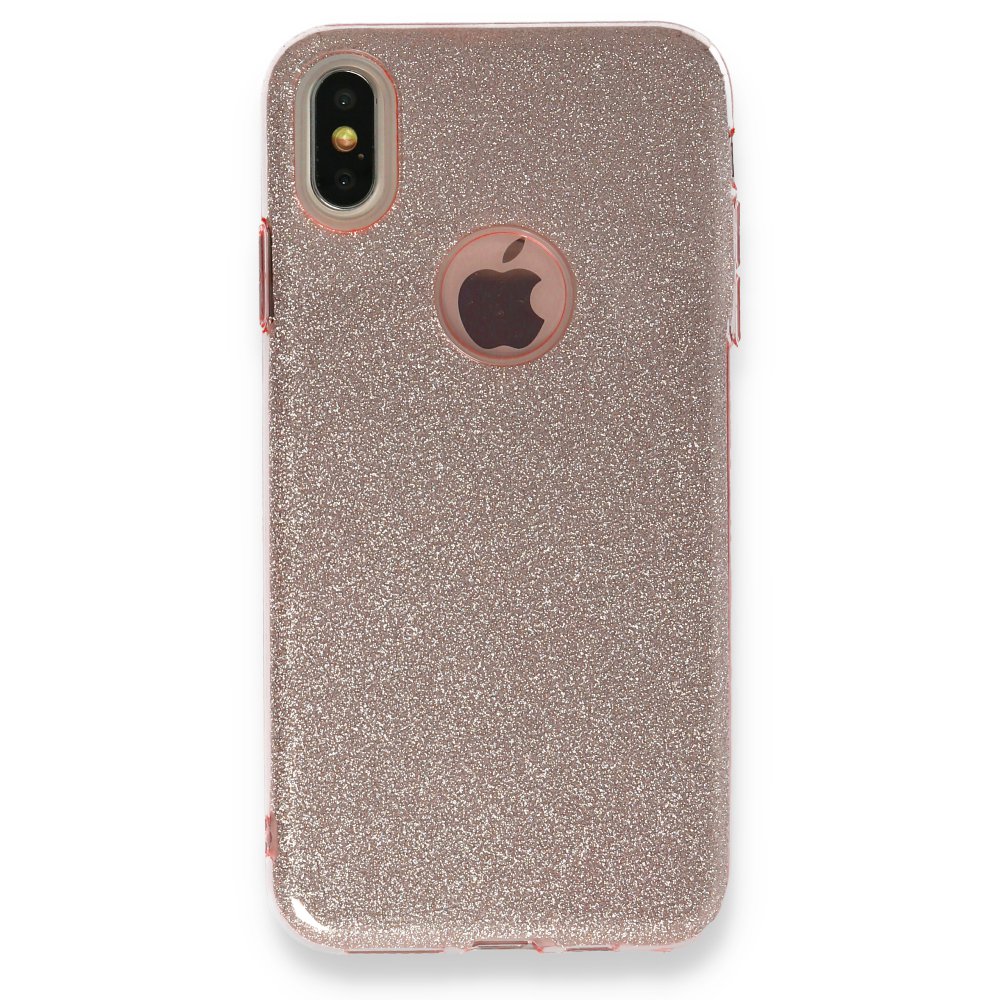  iPhone XS Max Kılıf Simli Katmanlı Silikon - Rose