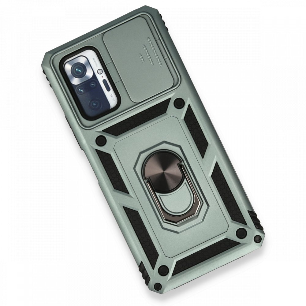 Redmi Note 10 Pro Kılıf Pars Lens Yüzüklü Silikon - Yeşil