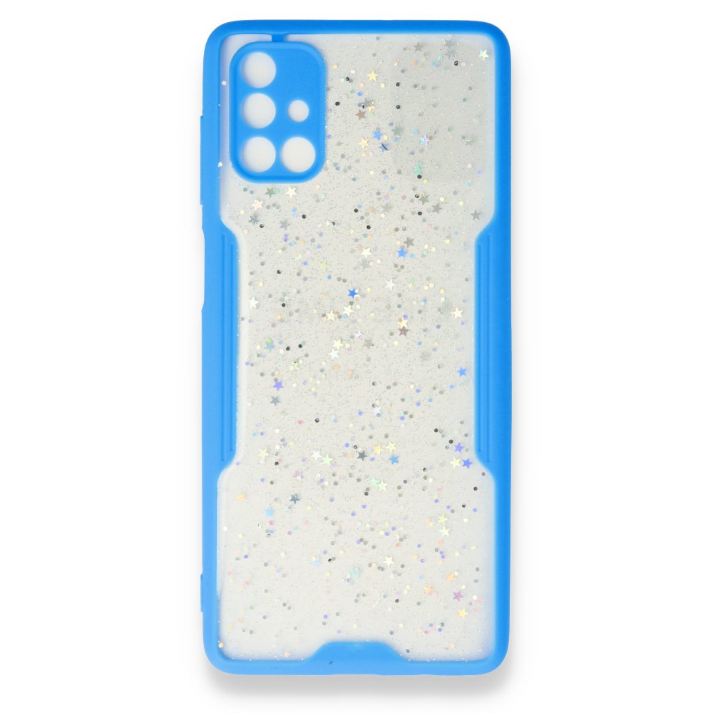  Samsung Galaxy M51 Kılıf Platin Simli Silikon - Mavi