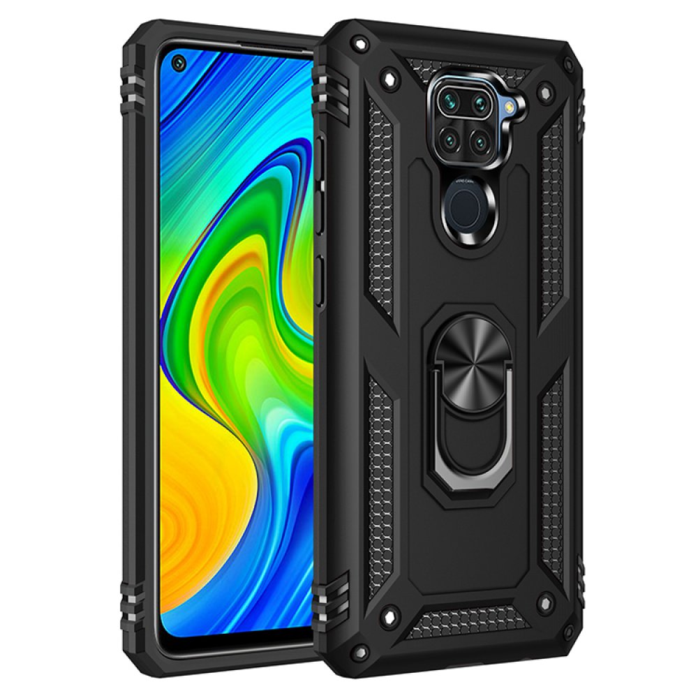 Redmi Note 9 Kılıf Sofya Yüzüklü Silikon Kapak - Siyah