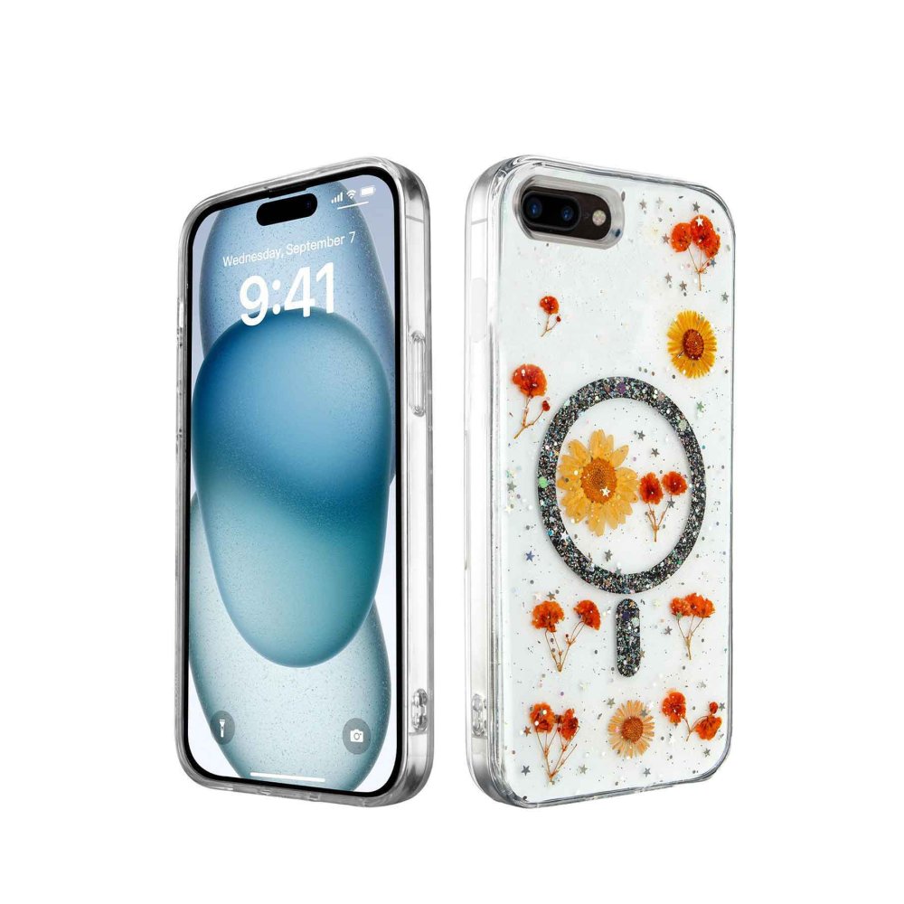  iPhone 8 Plus Kılıf Daisy Simli Magsafe Kapak - Siyah