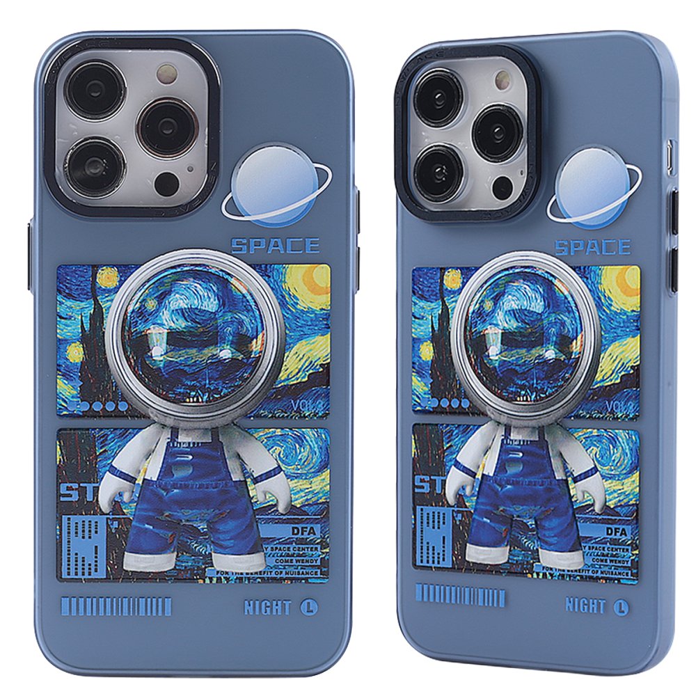  iPhone 14 Pro Max Kılıf Prada Desenli Kapak - Prada Mavi - 1