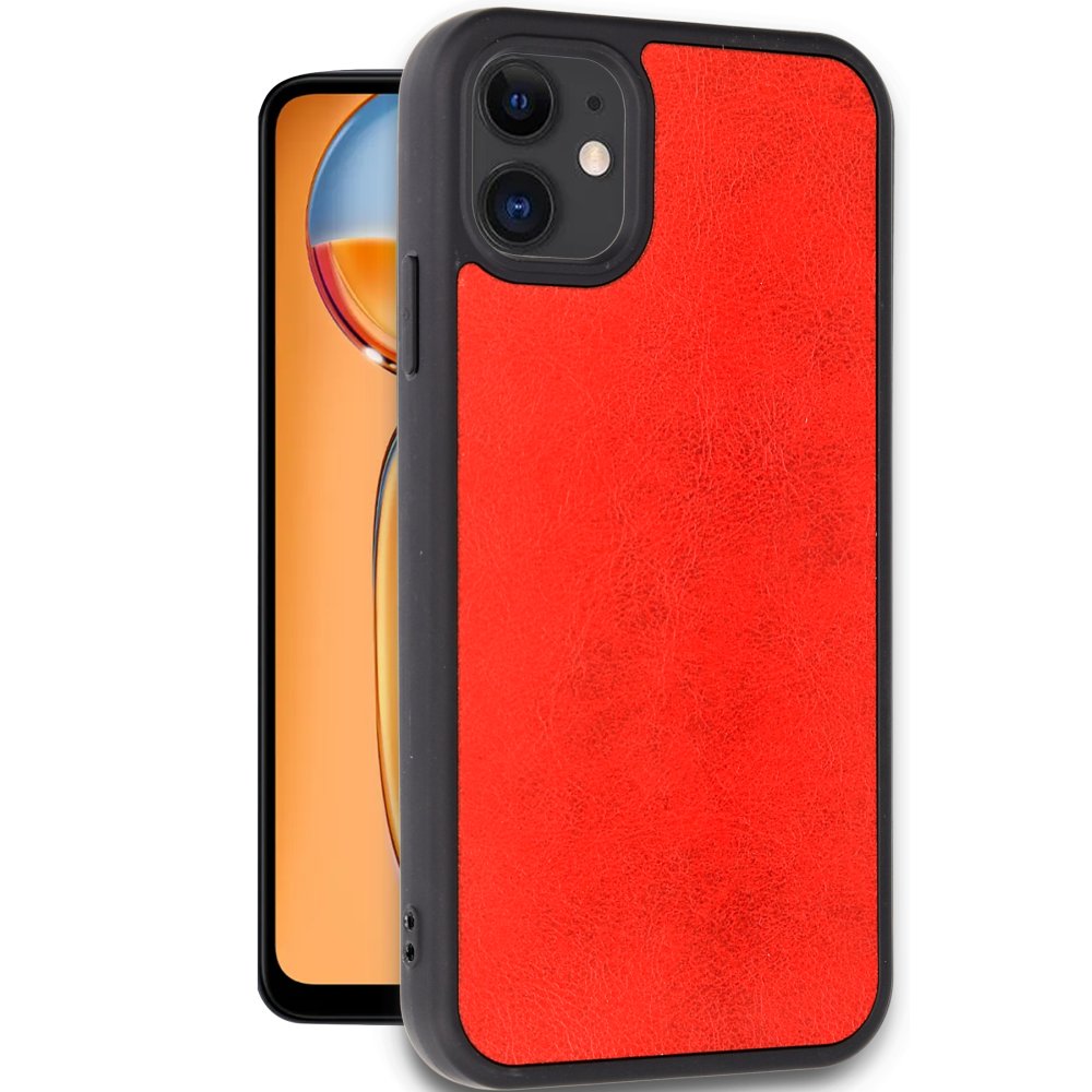  iPhone 11 Kılıf Aras Deri Kapak - Kırmızı